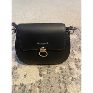 NWOT Badgley Mischka Black Saddle Crossbody Bag | Gold Ring Hardware